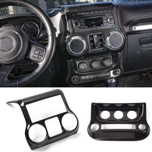 RT-TCZ for Jeep JK Interior Trim Kit Black, JKU Center Console Dashboard Panel Trim Cover for Jeep Wrangler JK JKU 2011-2017 Black ABS Carbon Fiber Interior Accessories 10pcs - Image 3