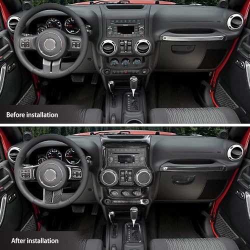 RT-TCZ for Jeep JK Interior Trim Kit Black, JKU Center Console Dashboard Panel Trim Cover for Jeep Wrangler JK JKU 2011-2017 Black ABS Carbon Fiber Interior Accessories 10pcs - Image 2