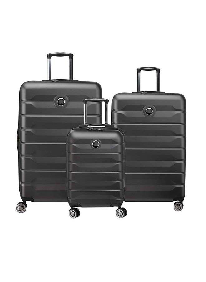 DELSEY Air Armour 4 Double Wheels Hard Trolley 3pcs Luggage Size 22/26.7/31 Inch Black  - Image 1