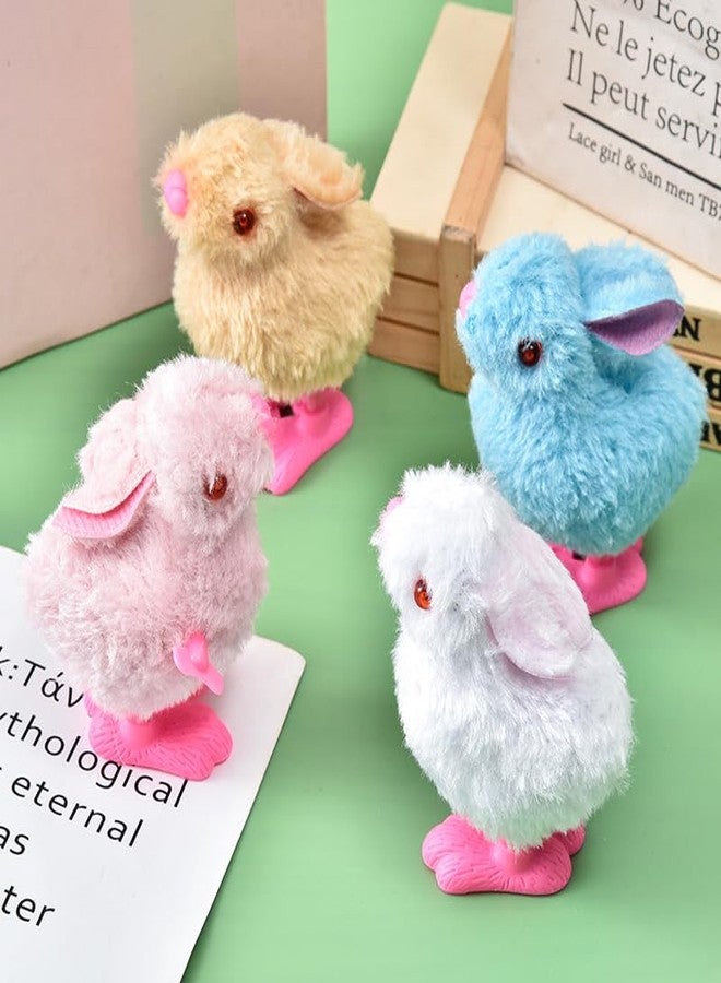 Babelshar 4 PCS Easter Wind Up Chick Toys Plush Jumping Bunny Toy Hopping Animals Clockwork Windup Rabbit Birthday Easter Basket Stuffers Party Favors for Kids Toddlers - Image 1