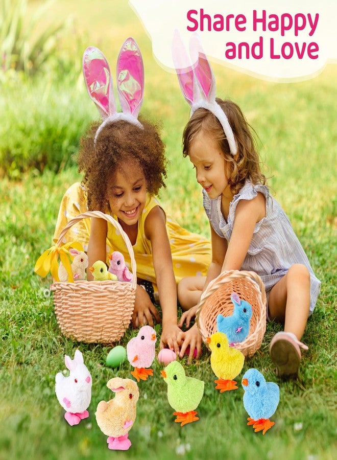 Babelshar 4 PCS Easter Wind Up Chick Toys Plush Jumping Bunny Toy Hopping Animals Clockwork Windup Rabbit Birthday Easter Basket Stuffers Party Favors for Kids Toddlers - Image 3
