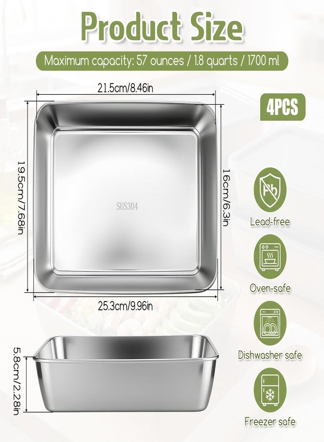 Xosjska 4 PCS 304 Stainless Steel Food Storage Containers with lids, 2.3 Inch Deep, 8x10 Inch Stackable Snack Storage Boxes Stainless Steel Oven plate Deli Meat Keeper for Refrigerator or Picnic, Office, Gym - Image 2