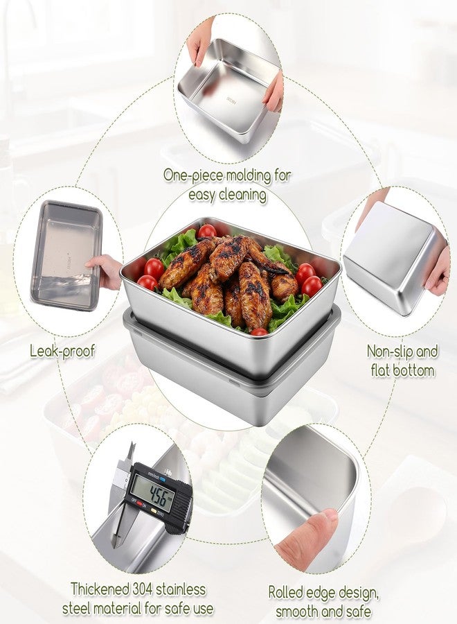 Xosjska 4 PCS 304 Stainless Steel Food Storage Containers with lids, 2.3 Inch Deep, 8x10 Inch Stackable Snack Storage Boxes Stainless Steel Oven plate Deli Meat Keeper for Refrigerator or Picnic, Office, Gym - Image 4