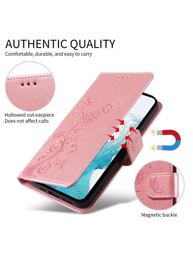 S-TOP Case For Samsung Galaxy A35 5G Embossed Butterfly Flowers Leather Phone Case - Image 5
