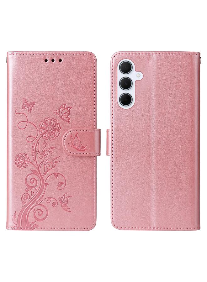 S-TOP Case For Samsung Galaxy A35 5G Embossed Butterfly Flowers Leather Phone Case - Image 3