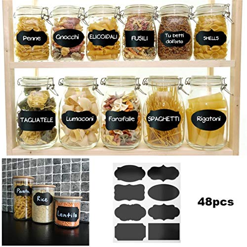 KREEPO Black 108 Pcs Waterproof Vinyl Self-Adhesive Stickers For Wall For Mason Jars Glass Bottles, Decals Craft, Kitchen Jar Labels Stickers For 7Cm X 4Cm, 5 Cm - Image 2