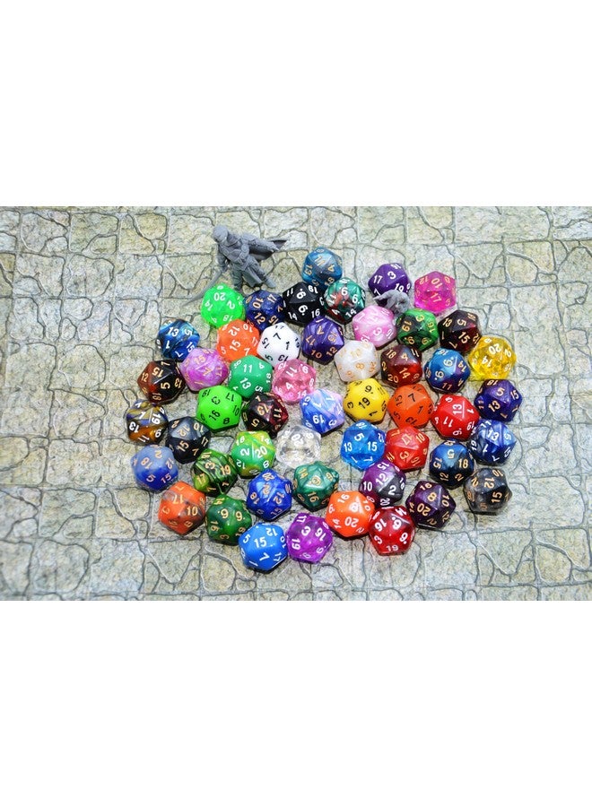 سمارت ديلز برو مجموعة من 50 قطعة من نرد D20 متعدد السطوح مع حقيبة للعبة الطاولة Dnd Rpg Mtg - Image 4
