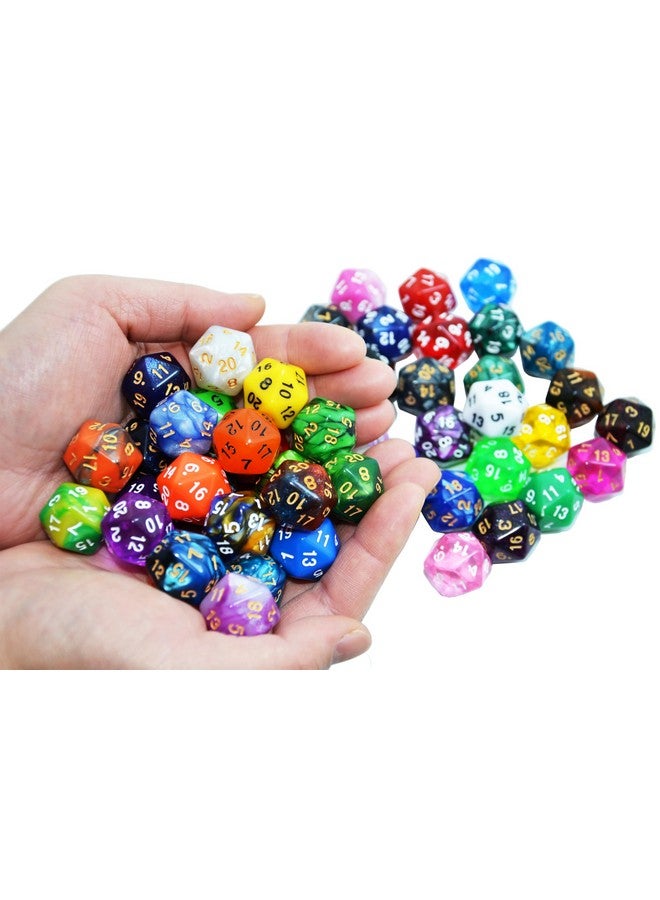 سمارت ديلز برو مجموعة من 50 قطعة من نرد D20 متعدد السطوح مع حقيبة للعبة الطاولة Dnd Rpg Mtg - Image 3