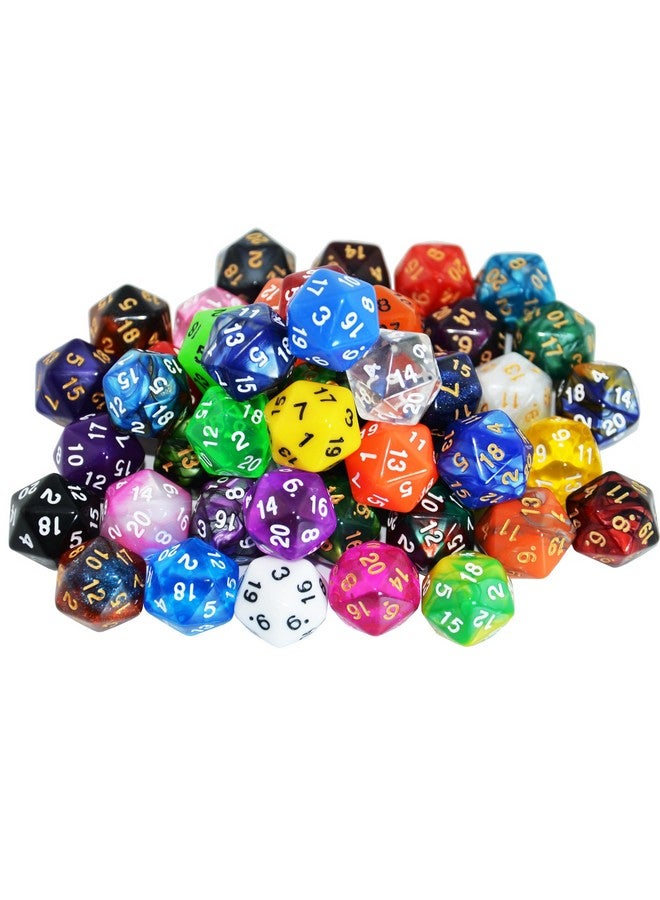 سمارت ديلز برو مجموعة من 50 قطعة من نرد D20 متعدد السطوح مع حقيبة للعبة الطاولة Dnd Rpg Mtg - Image 1