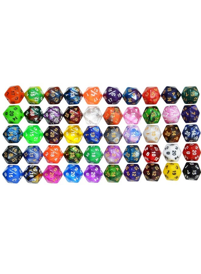 سمارت ديلز برو مجموعة من 50 قطعة من نرد D20 متعدد السطوح مع حقيبة للعبة الطاولة Dnd Rpg Mtg - Image 2