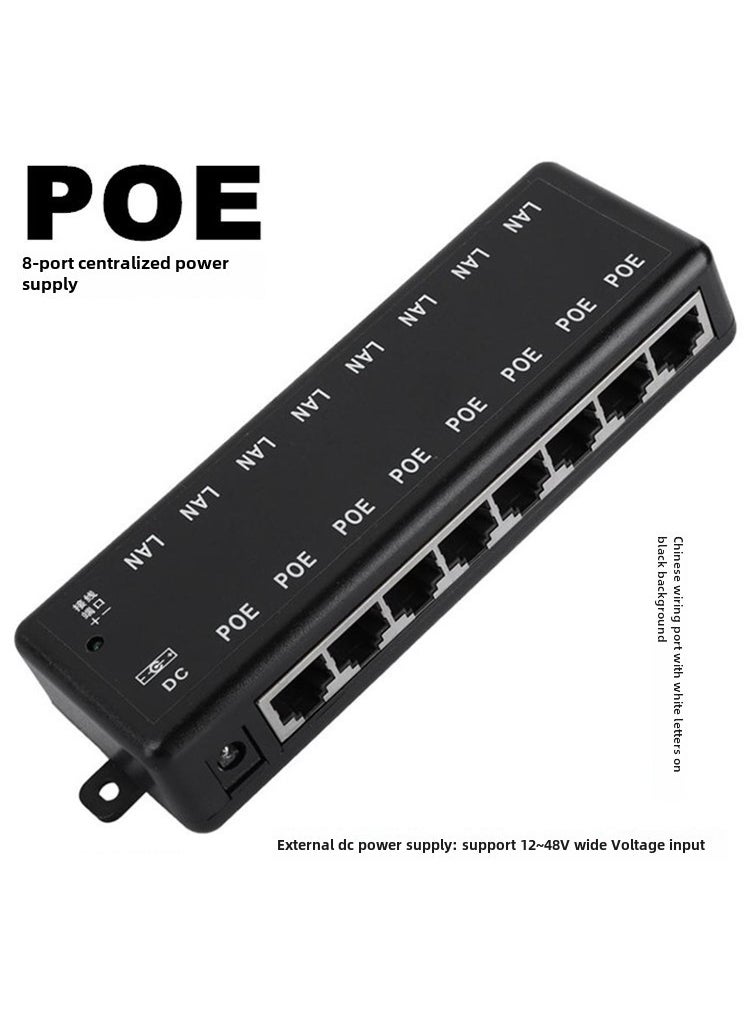 Generic 1 x 5 pcs 8-Port POE Power Module for Wireless AP Bridge Black background 8 POE centralized power supply box 