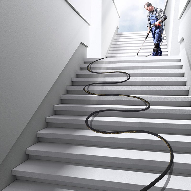 Biswing Pressure Washer Hose 50FT with 3/8 Inch Quick Connect, High Tensile Wire Braided Power Washer Hose, Kink Proof Extension Hose for Cars Floors Swimming Pool Washing, 4000 PSI - Image 3