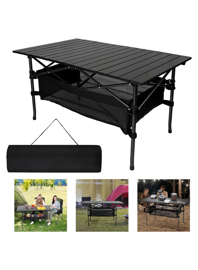 Generic Folding Camping Table, Folding Table with Storage Bag, Folding Picnic Table, Aluminum Roll up Table, Folding Camp Table for Outdoor Beach Grill BBQ Travel, 95 * 55 * 50cm - Image 1