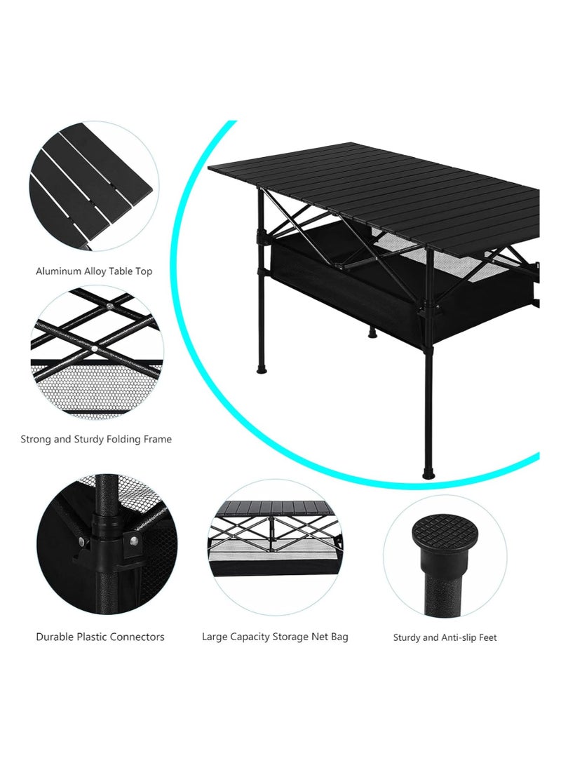 Generic Folding Camping Table, Folding Table with Storage Bag, Folding Picnic Table, Aluminum Roll up Table, Folding Camp Table for Outdoor Beach Grill BBQ Travel, 95 * 55 * 50cm - Image 3