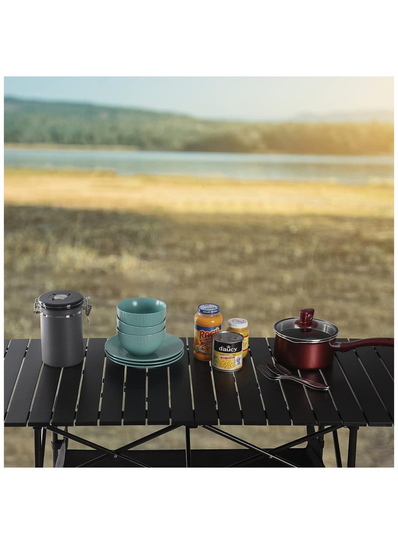 Generic Folding Camping Table, Folding Table with Storage Bag, Folding Picnic Table, Aluminum Roll up Table, Folding Camp Table for Outdoor Beach Grill BBQ Travel, 95 * 55 * 50cm - Image 5