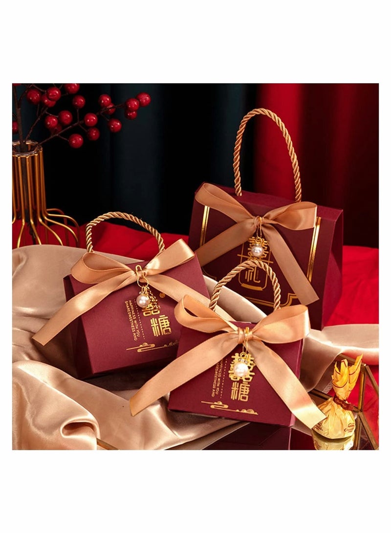 Excefore Chinese Wedding Candy Box, 20 Pcs Candy Box Biscuit Gift Box Romantic Wedding Gift, Wedding Bride Supplies Box, Baby Full Moon Candy Box Knot Wedding Box Gift Box With Ribbon - Image 5