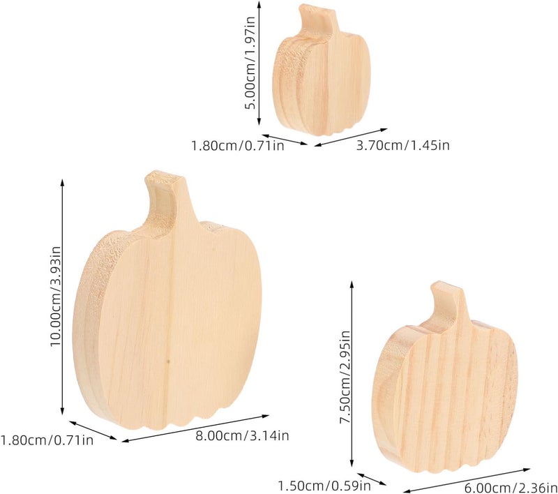 ABOOFAN 3pcs Wooden Pumpkin Block Unfinished Fall Themed Ornament for Thanksgiving and Halloween Home Decoration Create Festive Atmosphere Unique Design - Image 2