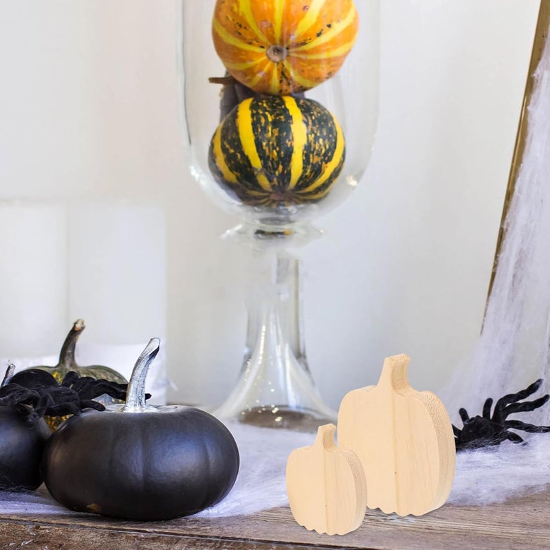ABOOFAN 3pcs Wooden Pumpkin Block Unfinished Fall Themed Ornament for Thanksgiving and Halloween Home Decoration Create Festive Atmosphere Unique Design - Image 3
