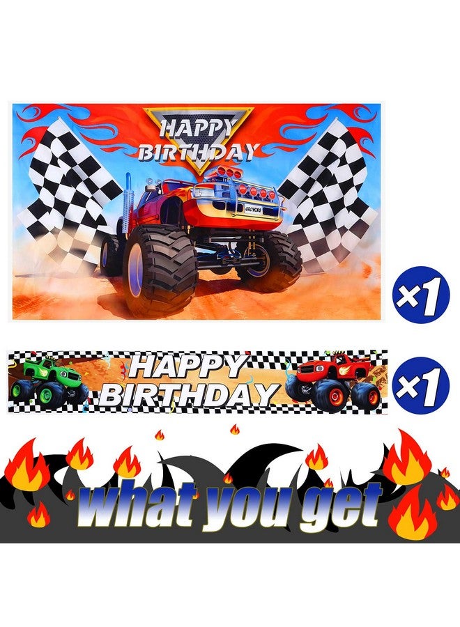 Tatuo Truck Party Decorations Supplies Include Truck Backdrop Party Photography Background 5 X 3 Feet Truck Happy Birthday Banner 6 X 1 Feet For Kids Party Photography Party Decor - Image 4