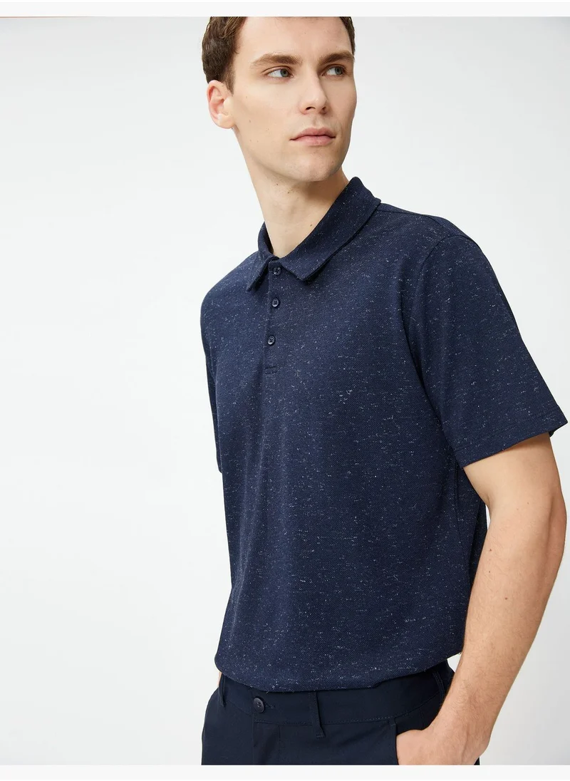 كوتون Mealy Polo Neck Buttoned Short Sleeve T-Shirt