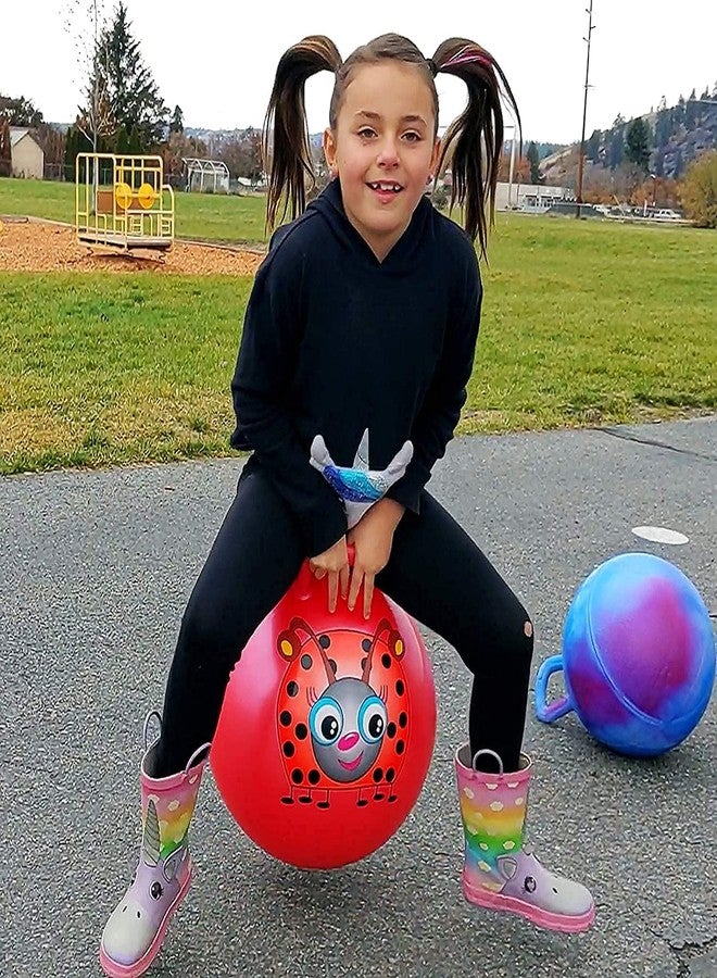 ACHAL 45cm Inflatable Jumping Hopping Hopper Hop Bouncy Jumping Ball Anti-Slip Bottom Grip Handle, Sit & Bounce 3 to 5 Years Kangaroo Bouncer Ball with Air Pump (Multicolor) - Image 3