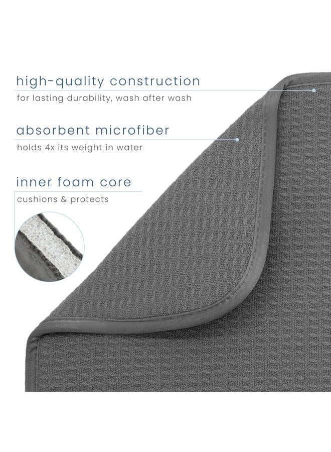 S&T INC. Dish Drying Mat for Kitchen, Absorbent, Reversible Microfiber Dish Mat Value Pack, 16 Inch x 18 Inch, Charcoal Grey, 2 Pack - Image 3