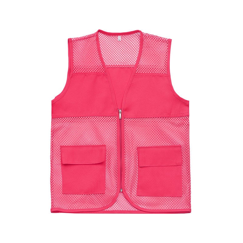 Fishing net vest custom printed logo early education trusteeship training counseling overalls advertising volunteers volunteer vest Rose - Image 1