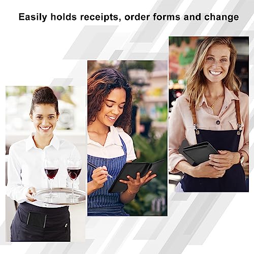 EcoVision Server Books for Waitress,Leather Waiter Book with Zipper Pocket, Server Booklet Restaurant Waitstaff Organizer, Serving Book Guest Check Book Holder Money Pocket Fits Server Apron (Black) - Image 5