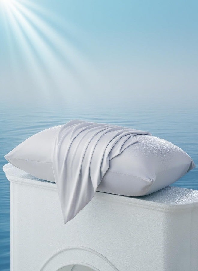 Vaulia Cooling Pillow Cases for Hot Sleepers, Cool Pillowcases for Night Sweats, Soft Silky Breathable Pillow Covers Set of 2 Standard Size with Envelope Closure, Light Grey, 20x26 Inches - Image 1
