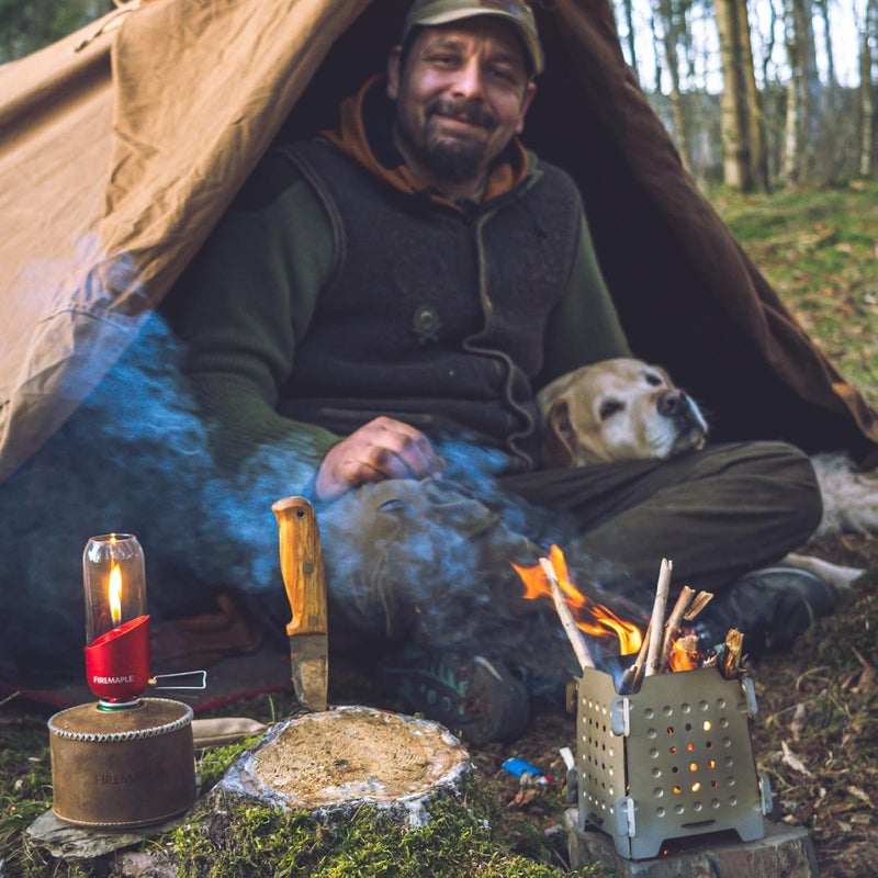 Fire-Maple Orange Camping Lantern Glass, Steel & Aluminum | Propane or Isobutane Fuel Canister Beautiful Lights | NO Mantles Needed | Propane Lanterns for Camping, Emergency Essential - Image 2