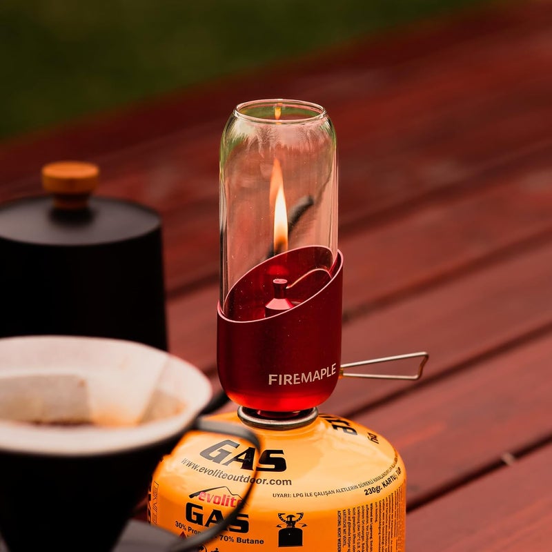 Fire-Maple Orange Camping Lantern Glass, Steel & Aluminum | Propane or Isobutane Fuel Canister Beautiful Lights | NO Mantles Needed | Propane Lanterns for Camping, Emergency Essential - Image 3