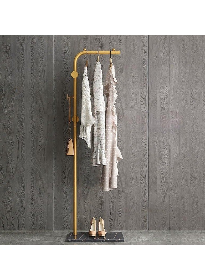 Jorunb Metal Coat Rack Freestanding, Coat Stand With 3 Hooks,Black Clothing Rack with Natural Marble Base, Modern Clothes Rack for Entryway, Living Room,Bedroom, Office (Gold) - Image 1