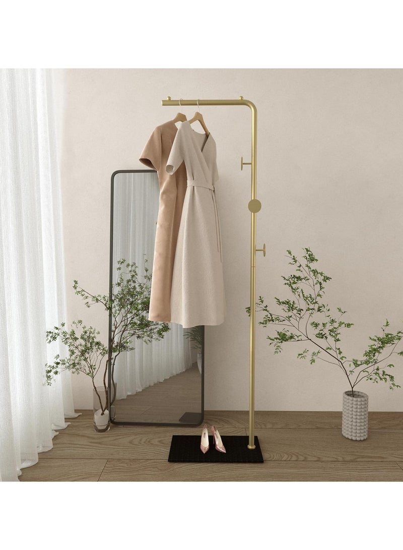 Jorunb Metal Coat Rack Freestanding, Coat Stand With 3 Hooks,Black Clothing Rack with Natural Marble Base, Modern Clothes Rack for Entryway, Living Room,Bedroom, Office (Gold) - Image 4