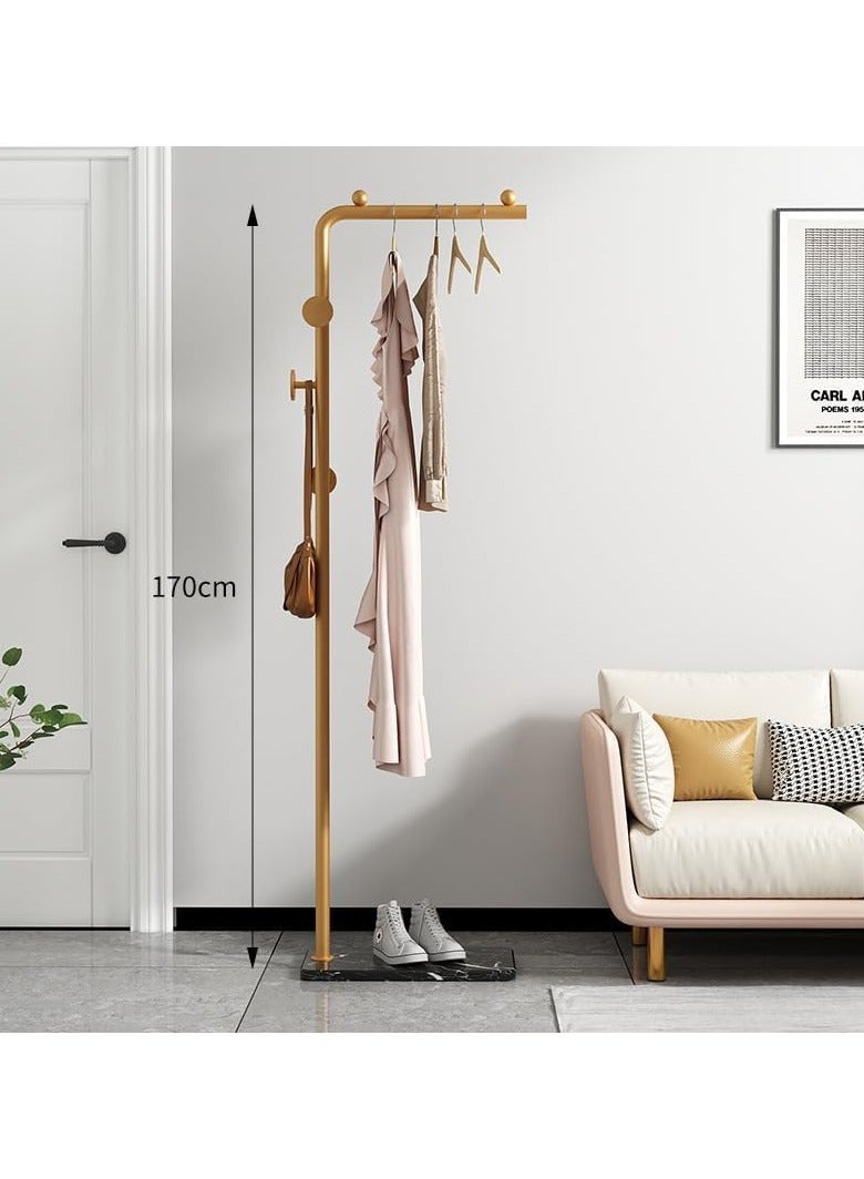 Jorunb Metal Coat Rack Freestanding, Coat Stand With 3 Hooks,Black Clothing Rack with Natural Marble Base, Modern Clothes Rack for Entryway, Living Room,Bedroom, Office (Gold) - Image 5
