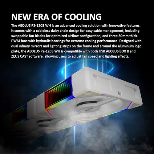 GAMDIAS AEOLUS P2-1203 120mm ARGB PWM Fan (3 Pack, no Hub), Include Reverse Fan Blade x3 & Controller, ARGB Sync, Easy Installation & Cabless Daisy-Chain Design, Silent Operation, Up to 2400RPM, White - Image 2