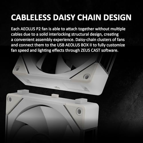 GAMDIAS AEOLUS P2-1203 120mm ARGB PWM Fan (3 Pack, no Hub), Include Reverse Fan Blade x3 & Controller, ARGB Sync, Easy Installation & Cabless Daisy-Chain Design, Silent Operation, Up to 2400RPM, White - Image 3