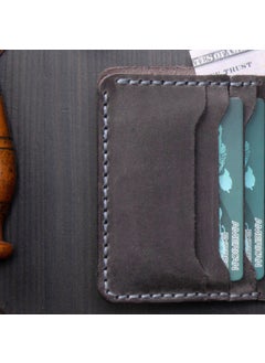 Vagave Leather Wallet Handmade Genuine Crazy Leather Men's Wallet Card Holder Gray  - Image 3
