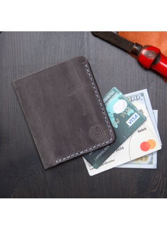 Vagave Leather Wallet Handmade Genuine Crazy Leather Men's Wallet Card Holder Gray  - Image 4