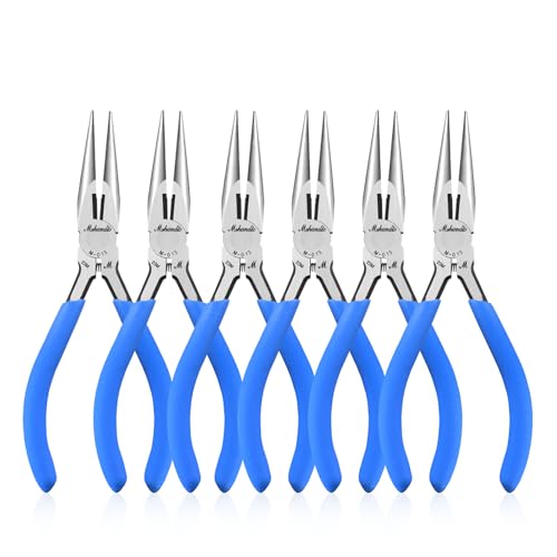 mshandto Needle Nose Pliers Set mshandto 5 Long Nose Pliers for Wire Bending 6 Pack High Carbon Steel Needle Nose Pliers Serrated Jaw Pliers for Jewelry Making Electronics Object Grasping Craft Making - Image 1