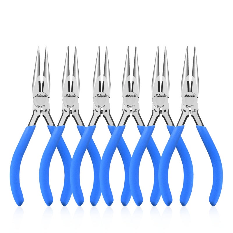 mshandto Needle Nose Pliers Set mshandto 5 Long Nose Pliers for Wire Bending 6 Pack High Carbon Steel Needle Nose Pliers Serrated Jaw Pliers for Jewelry Making Electronics Object Grasping Craft Making - Image 2