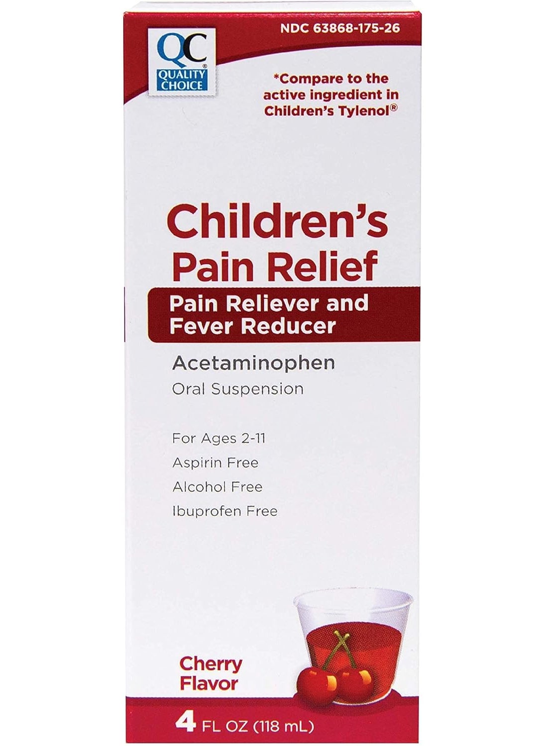 Quality Choice Quality Choice Children's Pain Relief & Fever Reducer for Kids, 4fl oz Acetaminophen 160mg per 5ml, Ibuprofen & Aspirin Free, Liquid Cold and Flu Medicine for Kids, Regular Strength OTC Medication 