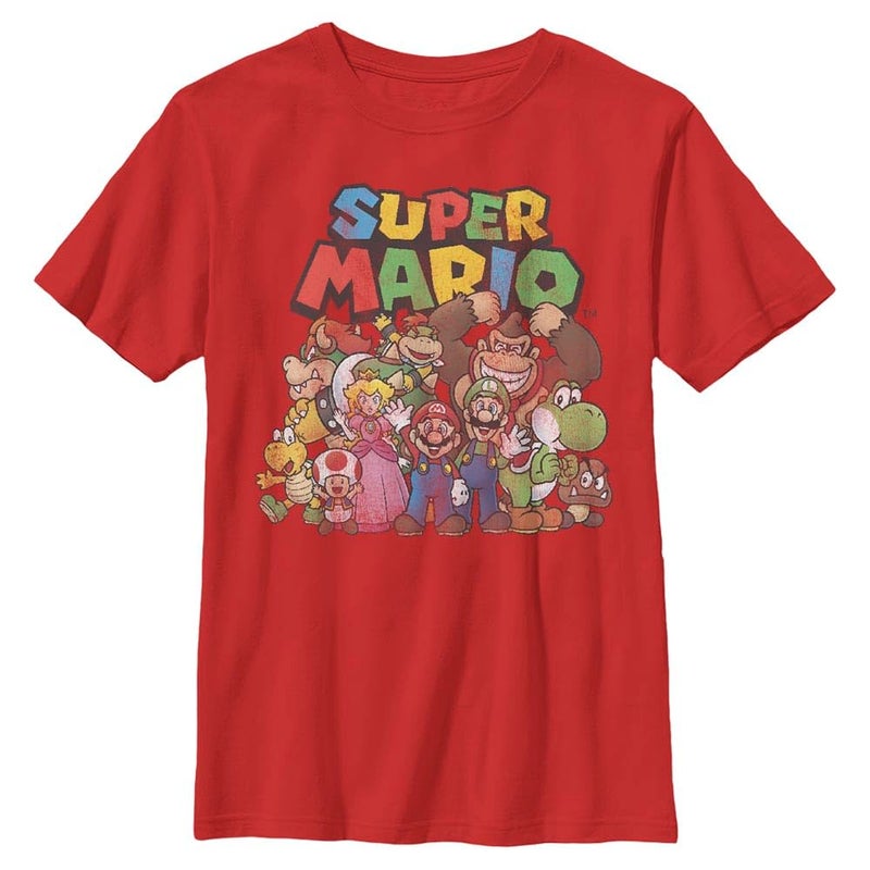 Nintendo Boys Super Mario Character Group Shot Graphic T-shirtsuper Mario ??????? ??? ?? ? ???Super T Shirt, Red, Small US - Image 2