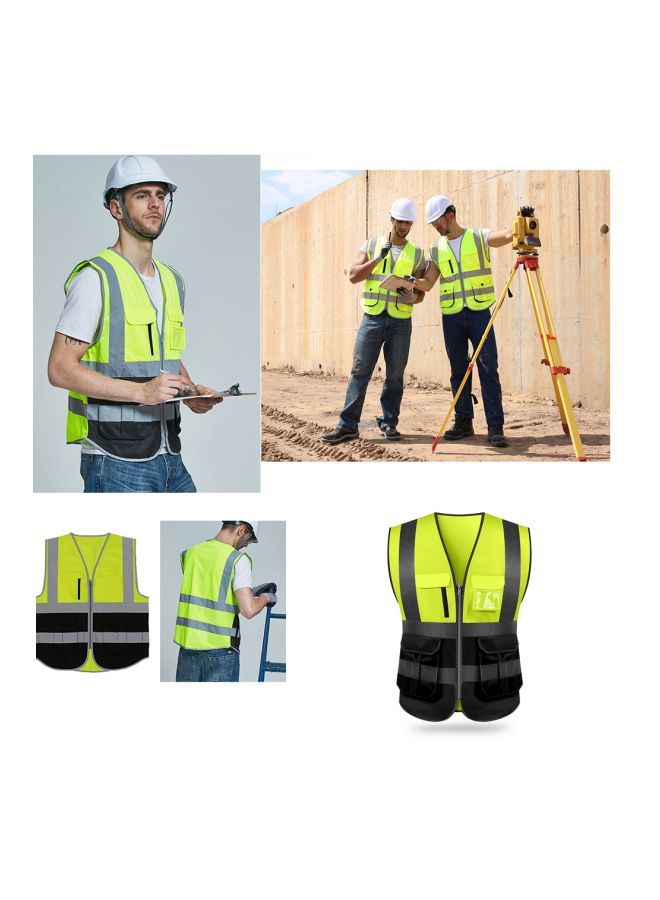 NIBEMINENT Fabric Reflective Safety Vest Yellow/Grey - Image 2