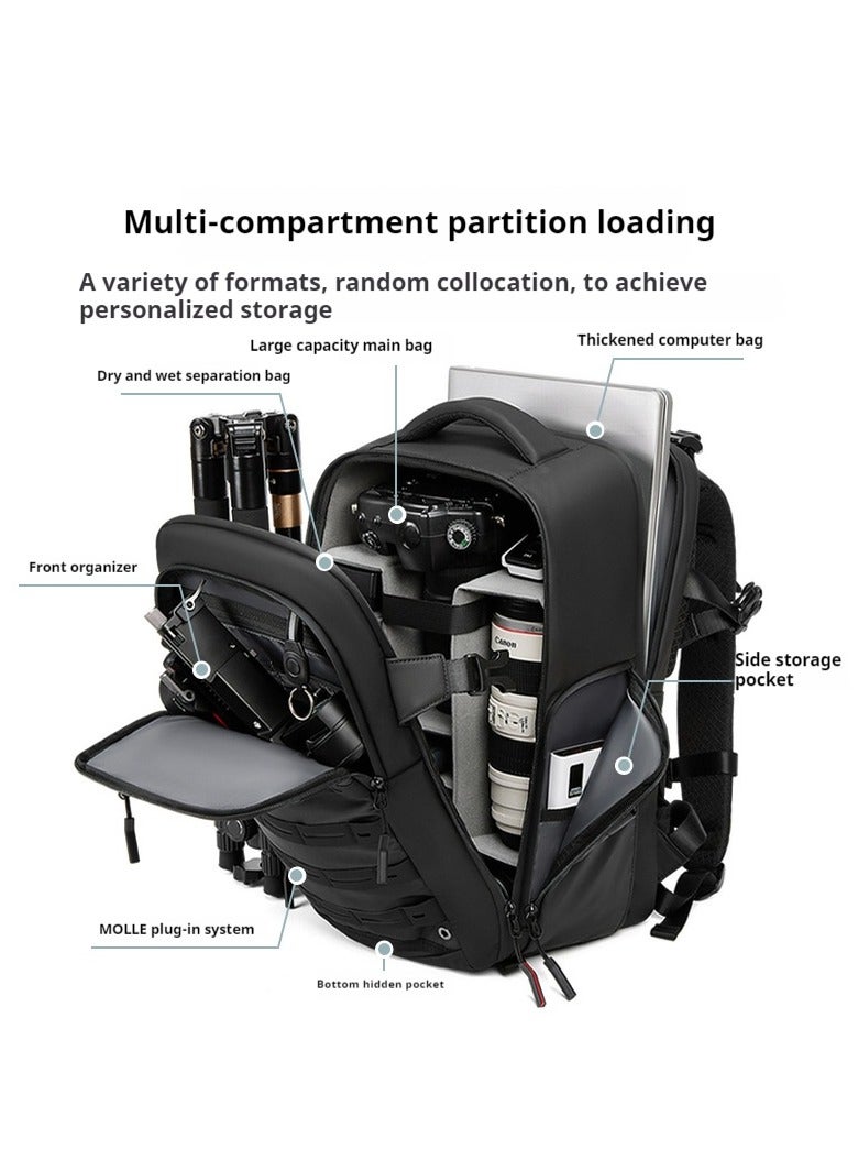 Skycare Skycare camera Bag Professional Camera Backpack for DSLR SLR Mirrorless Camera Waterproof Camera Laptop Backpack 17 Inch Anti Theft Travel Camera Case Large Capacity Photography Backpack Black  - Image 2