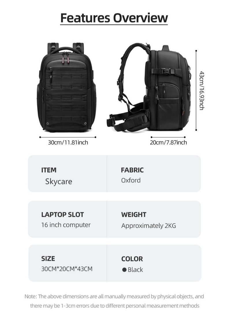 Skycare Skycare camera Bag Professional Camera Backpack for DSLR SLR Mirrorless Camera Waterproof Camera Laptop Backpack 17 Inch Anti Theft Travel Camera Case Large Capacity Photography Backpack Black  - Image 4