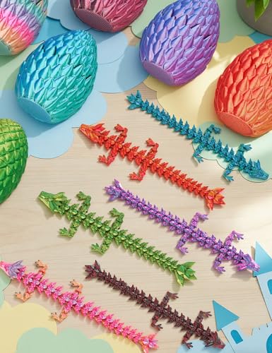 SHUWND 6PCS 3D Printed Dragon Eggs with Dragon InsideMini Easter Eggs Articulated Crystal Fidget ToysEaster Basket StuffersMystery Mythical Pieces 6PCC - Image 5