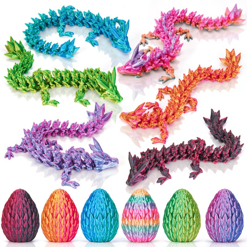 SHUWND 6PCS 3D Printed Dragon Eggs with Dragon InsideMini Easter Eggs Articulated Crystal Fidget ToysEaster Basket StuffersMystery Mythical Pieces 6PCC - Image 3