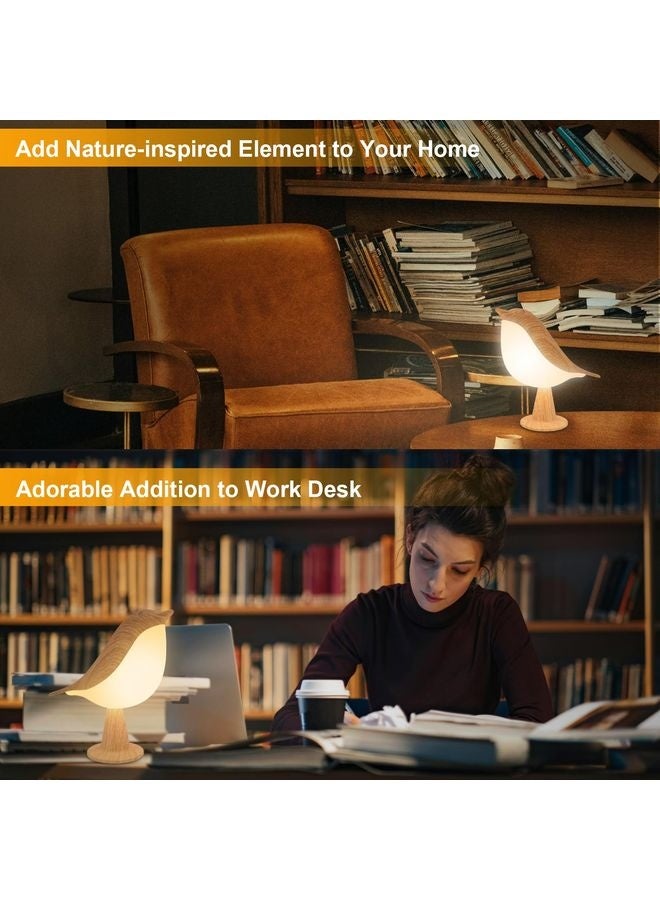 هومستر مصباح المكتب الصغير، مصباح لاسلكي لطيف للطيور مع درجة حرارة 3 ألوان ومستشعر اللمس، ضوء الليل للأطفال مع بطارية قابلة لإعادة الشحن لغرفة النوم - Image 2