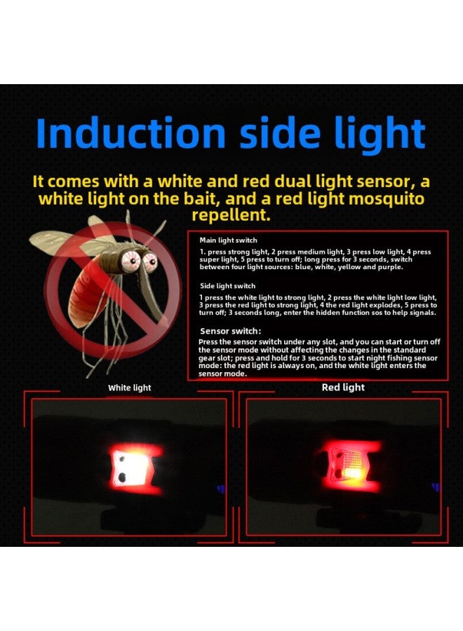2023 LED High Power Four Light Source Night Fishing Light USB Charging Induction Red Blue Light Strong Light Fishing Light-Color:Package 5: Lamp + Line + Bag +65cm Tripod  - Image 4