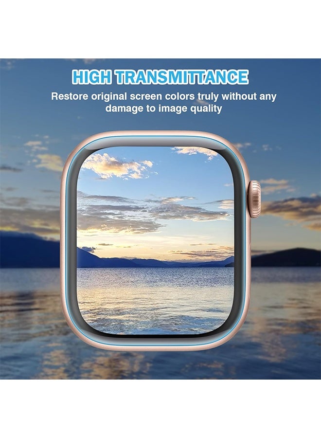 عبوة من 2 واقي شاشة متوافق مع سلسلة Apple Watch 9 8 7 مقاس 45 ملم، فيلم حماية شفاف HD من TPU ناعم مع خاصية الشفاء الذاتي لساعات iWatch سلسلة 9 8 7 مقاس 45 ملم، حساس للمس ومقاوم للخدش - Image 4